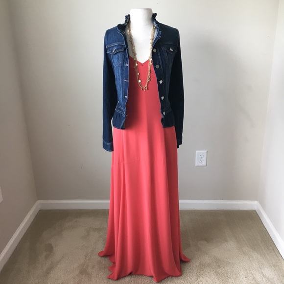 Tie lace up slip maxi coral dress - Picture 2 of 7